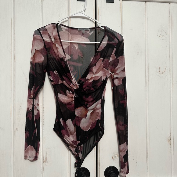 Sheer Bodysuit with Floral Pattern - Picture 1 of 1